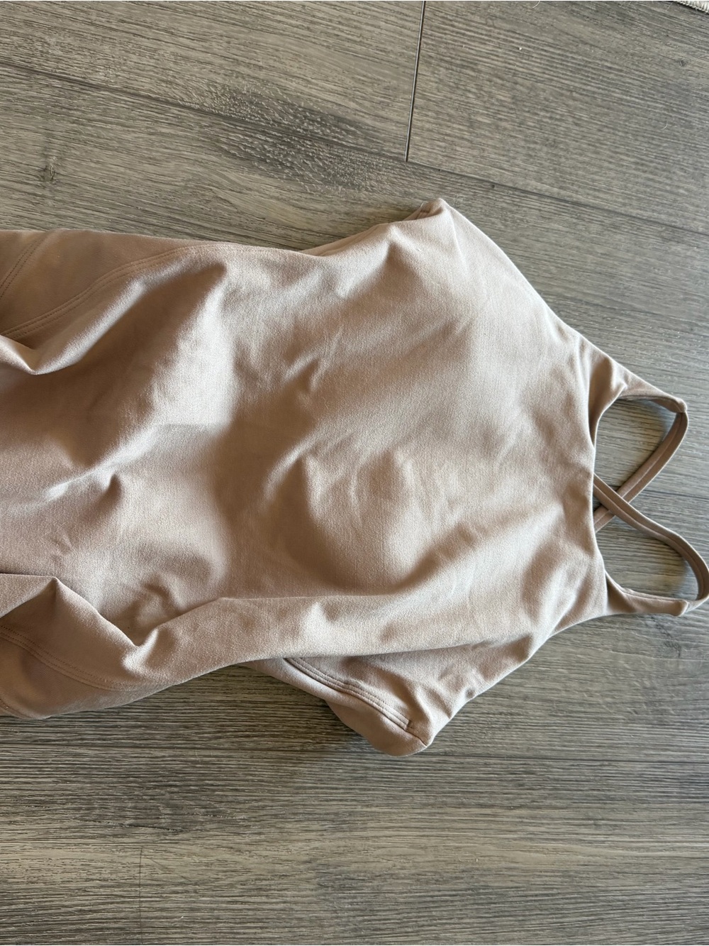 Bombshell Sportswear Mauve Nude Scoop bodysuit with Thin Straps